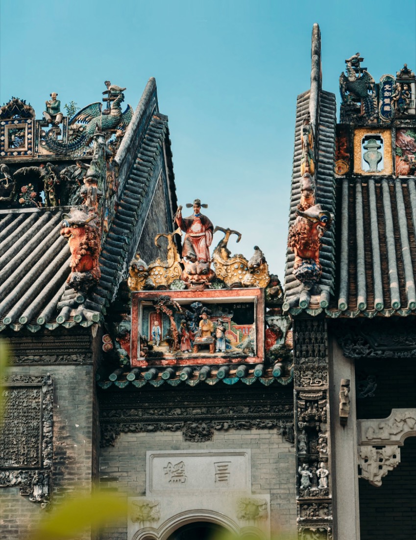 Ornate roof carvings of the Chen Clan Ancestral Hall in Guangzhou