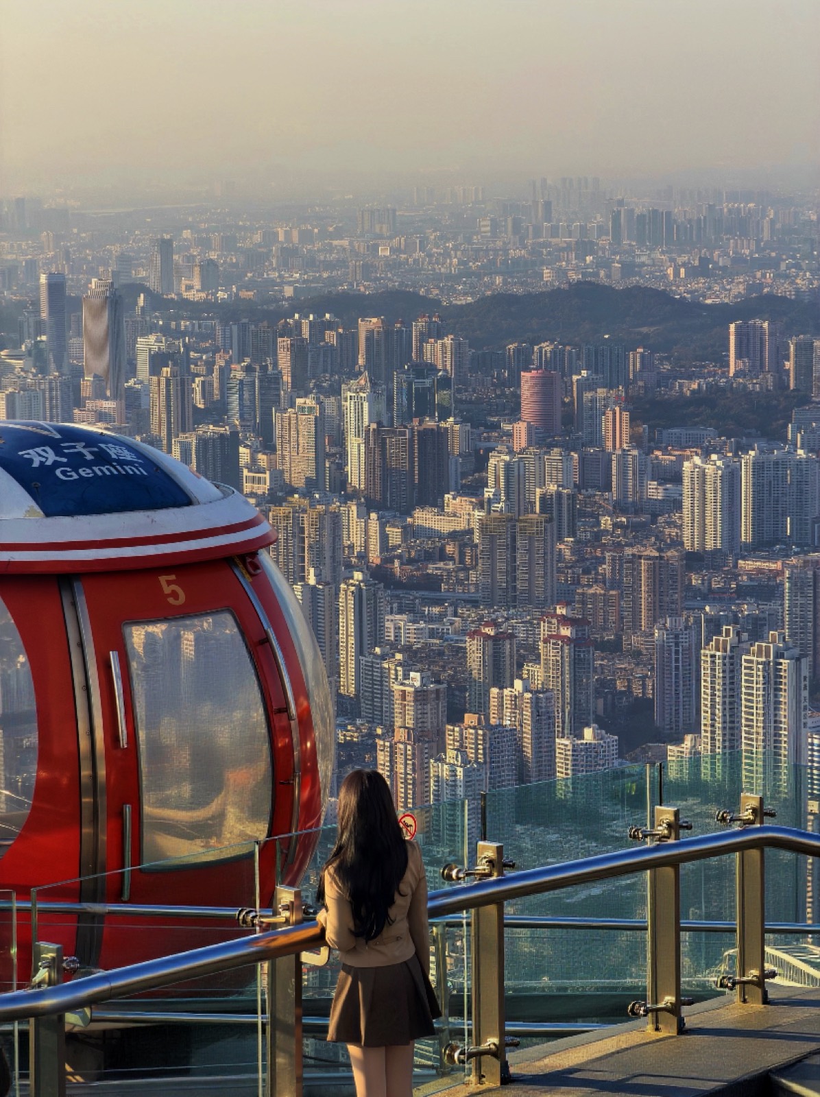 City views from the rotating Ferris wheel atop the Canton Tower