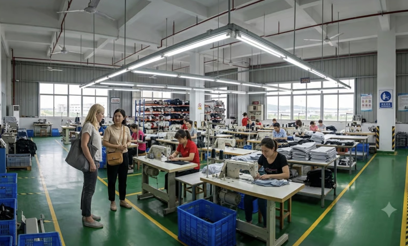 A handbag factory floor in Guangzhou