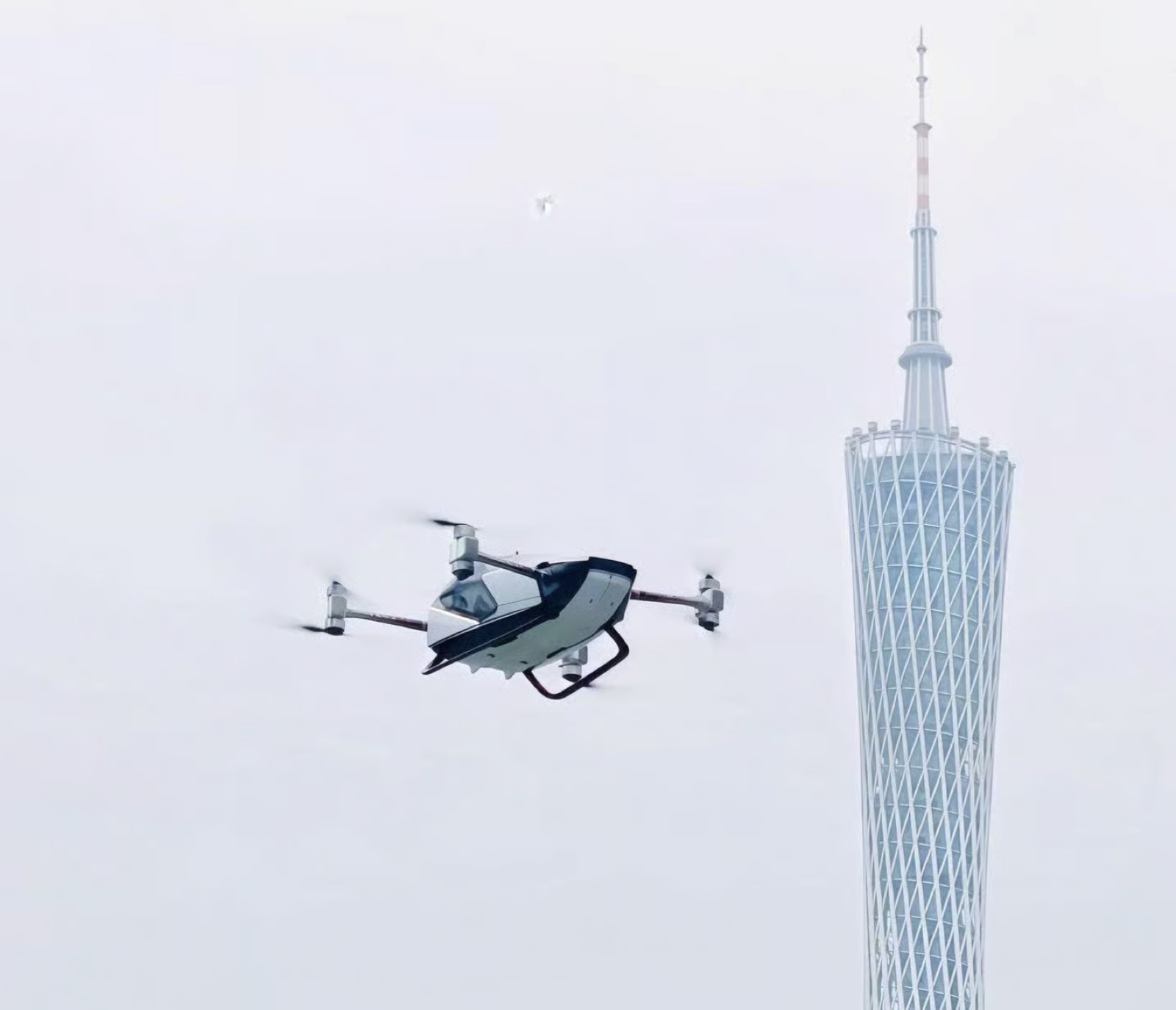 An eVTOL flying over Guangzhou