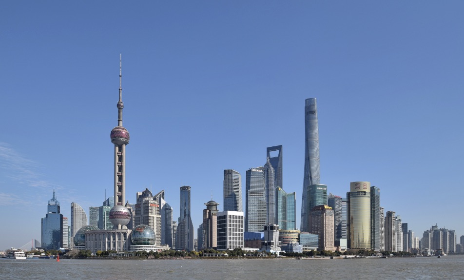 Shanghai's Lujiazui skyline at dusk