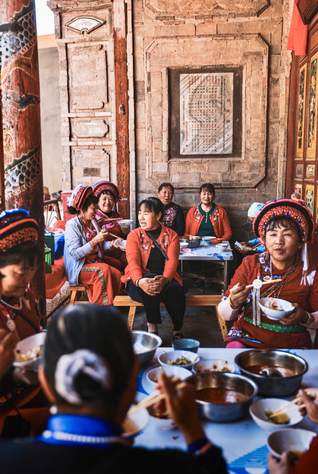 A spread of Yunnan dishes shared at a welcome table